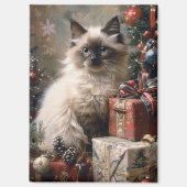 バリの子猫クリスマスキャットポートレートアート マグネット (正面)