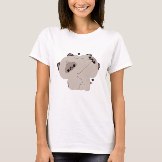 バリの猫カップル Tシャツ (正面)