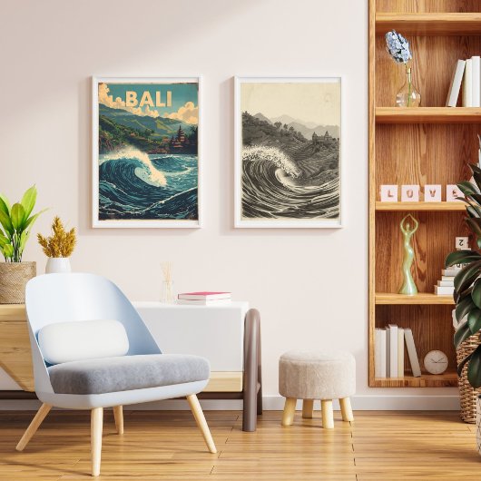 バリの風 - ヴィンテージ トラピカル インドネシアン トラベル ポスター