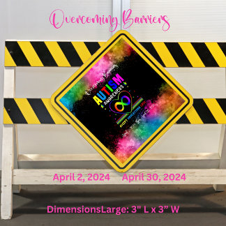 「バリアの克服」スクエア自閉症ステッカー スクエアシール