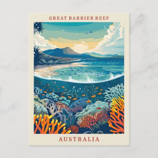 バリアリーフオ素晴らしーストラリアアートヴィンテージトラベル ポストカード (正面)