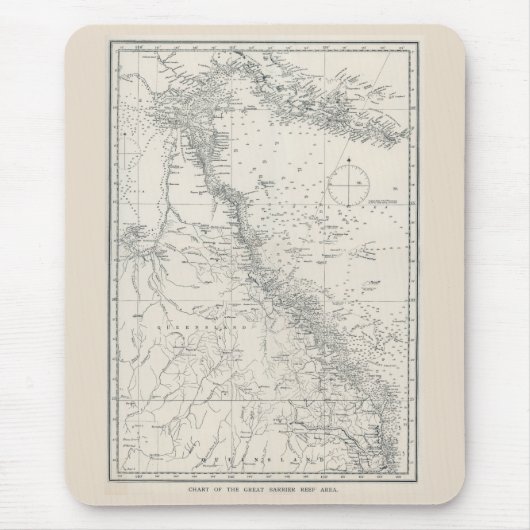 バリアリーフ素晴らしエリア地図の地図 マウスパッド (正面)