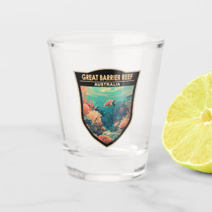 バリアリーフ素晴らしオーストラリア旅行芸術ヴィンテージ ショットグラス