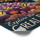 バリアリーフ素晴らしクイーンズランドトラベルアートヴィンテージ ポスター (角)