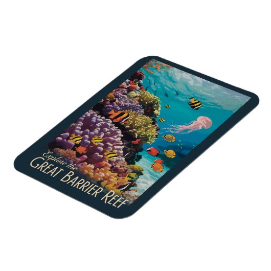 バリアリーフ素晴らしクイーンズランドトラベルアートヴィンテージ マグネット (左側)