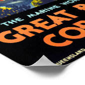 バリア素晴らしコーラルリーフオーストラリアのヴィンテージ旅行 ポスター (角)