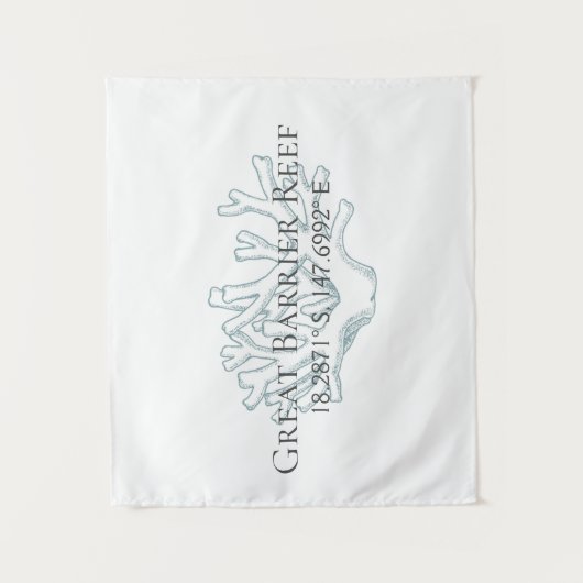 バリア素晴らしリーフ緯度経度 タペストリー (正面)