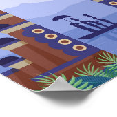 バリインドネシアアートトラベルイラストレーション ポスター (角)