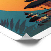 バリインドネシアアートヴィンテージトラベルイラストレーション ポスター (角)