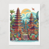バリインドネシアアートヴィンテージトラベルイラストレーション ポストカード (正面)