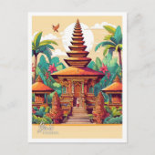 バリインドネシアアートヴィンテージトラベルイラストレーション ポストカード (正面)