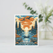 バリインドネシアアートヴィンテージトラベルイラストレーション ポストカード (スタンド正面)