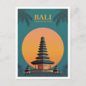 バリインドネシアアートヴィンテージトラベルイラストレーション ポストカード (正面)