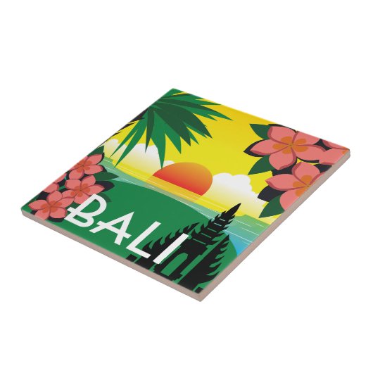 バリインドネシアイラストレーションヴィンテージスタイル タイル (側面)