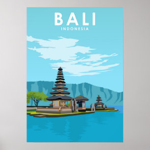 バリインドネシアイラストレーション旅行 ポスター