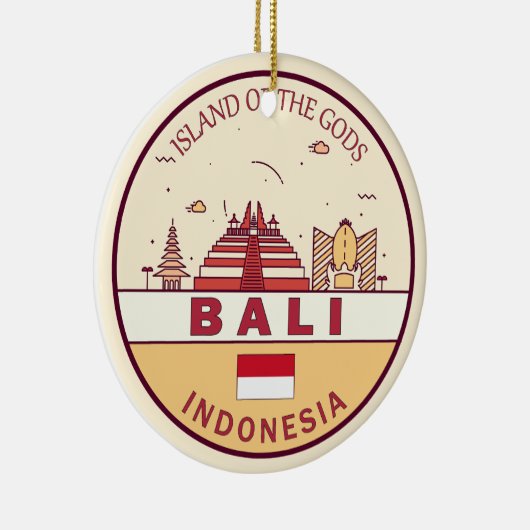 バリインドネシアシティスカイラインエンブレム セラミックオーナメント (右)