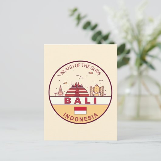 バリインドネシアシティスカイラインエンブレム ポストカード (スタンド正面)