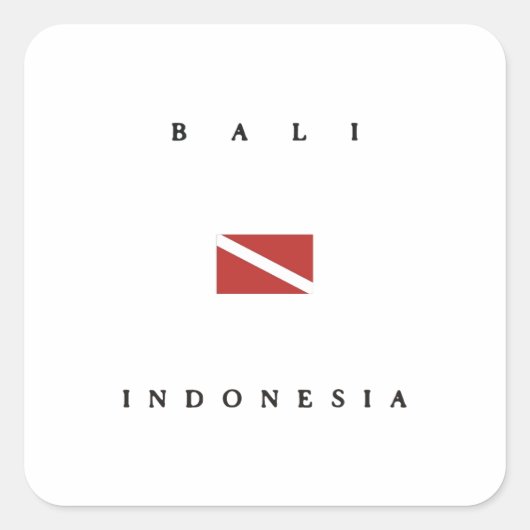 バリインドネシアスキューバダイブ国旗 スクエアシール (正面)