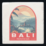 バリインドネシアトラベルアートヴィンテージ ストーンコースター<br><div class="desc">バリのレトロベクトル旅行デザイン。バリ島は東南アジアの島で、ビーチ、寺院、文化で知られている。マリンライフ、サファリパーク、アートも充実。</div>