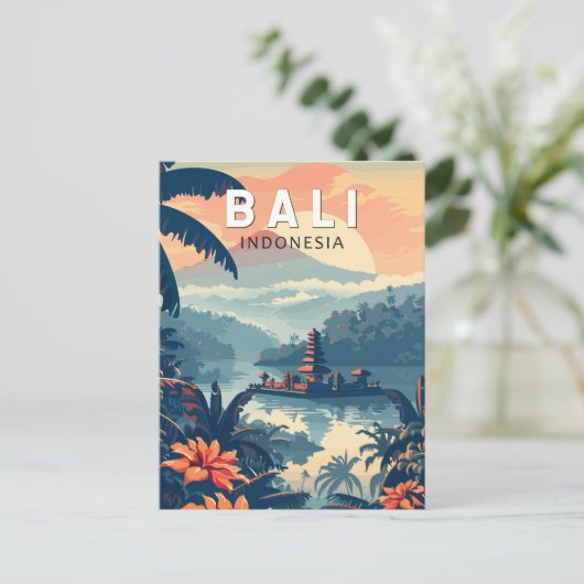 バリインドネシアトラベルアートヴィンテージ ポストカード (スタンド正面)