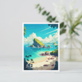 バリインドネシアトラベルヴィンテージイラストレーション ポストカード (スタンド正面)