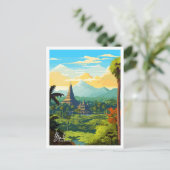 バリインドネシアトラベルヴィンテージイラストレーション ポストカード (スタンド正面)