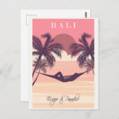バリインドネシアピンクヴィンテージビーチ旅行 ポストカード (正面/裏面)