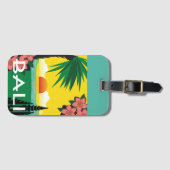 バリインドネシアヴィンテージ旅行スタイルイラストレーション ラゲッジタグ (正面横)