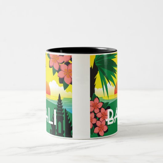 バリインドネシアヴィンテージ旅行スタイル ツートーンマグカップ (中央)