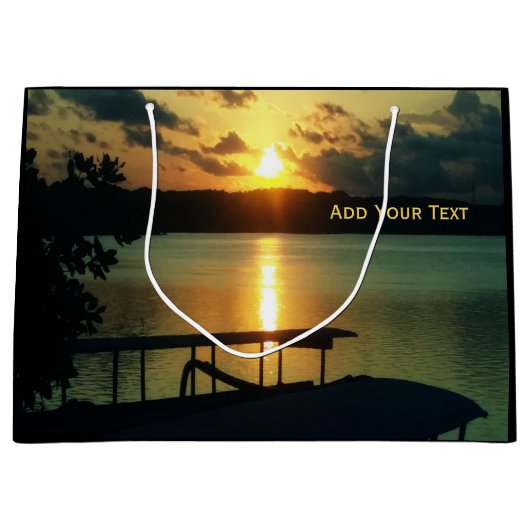 バリカスタム島の美しい夕日の海の空 ラージペーパーバッグ (正面)