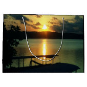 バリカスタム島の美しい夕日の海の空 ラージペーパーバッグ (裏面)