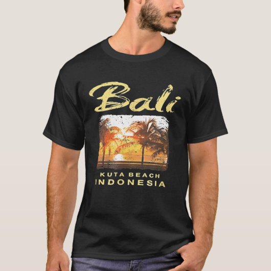 バリクタビーチインドネシアヴィンテージサーフィン Tシャツ (正面)