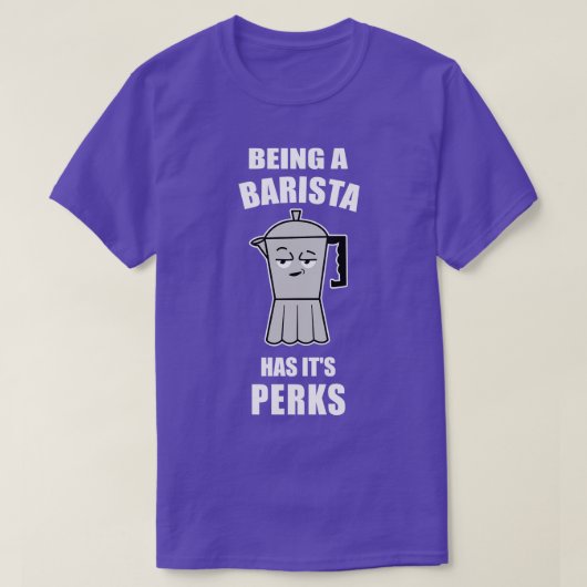 バリスタおもしろいコーヒーオーバーデザイン Tシャツ (デザイン正面)