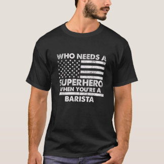 バリスタおもしろいスーパーヒーローヴィンテージティー男性へパパ Tシャツ