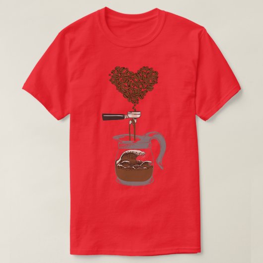 バリスタと素晴らしウェーブコーヒー豆アート Tシャツ (デザイン正面)