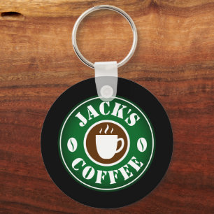 バリスタのコーヒーショップ豆とカップロゴキーチェーン キーホルダー