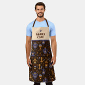 バリスタの民俗コーヒー — コーヒーブラウンにキャラメル エプロン (着用した状態)