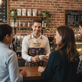 バリスタの民俗コーヒー — コーヒーブラウンにキャラメル エプロン