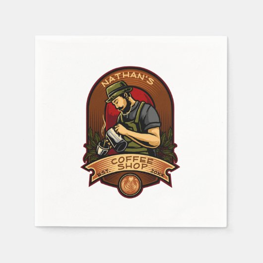 バリスタカスタマイズヴィンテージコーヒーショップビジネス スタンダードカクテルナプキン (正面)