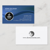 バリスタカフェクロムコーヒーカップアイコン名刺 名刺 (正面/裏面)