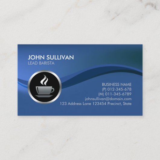バリスタカフェクロムコーヒーカップアイコン名刺 名刺 (正面)