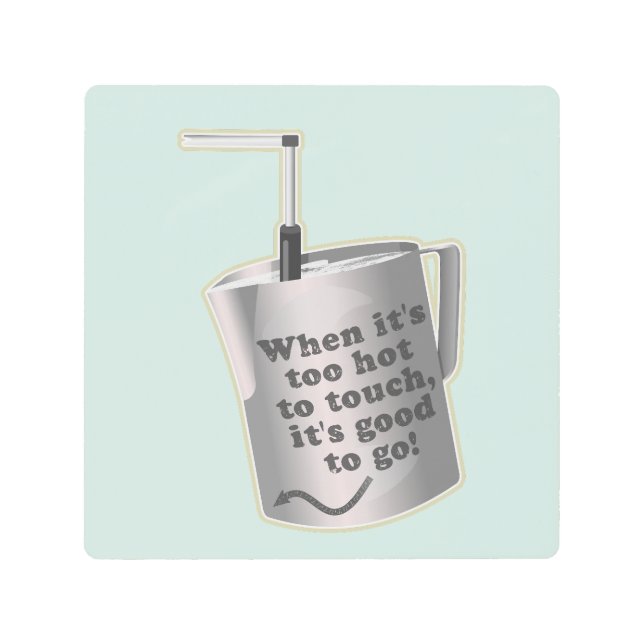 バリスタカフェミルク温暖化ジューグ メタルプリント (正面)