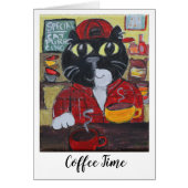 バリスタキャットコーヒーハウス絵画ズおもしろいフォークアート (正面)