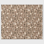 バリスタコーヒーをテーマにした茶色のパターン ラッピングペーパー (フラット)