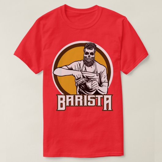 バリスタコーヒースケルトンナショナルおもしろいバリスタデイ Tシャツ (デザイン正面)