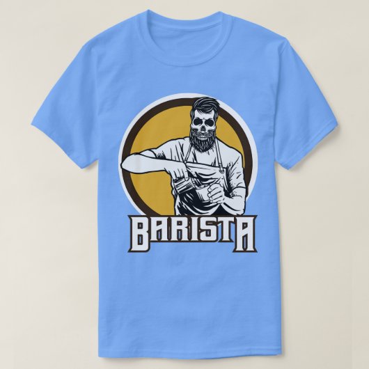 バリスタコーヒースケルトンナショナルおもしろいバリスタデイ Tシャツ (デザイン正面)