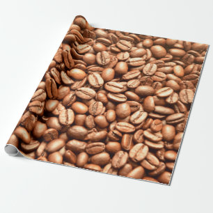 バリスタコーヒーハウスショップコーヒー豆パターン ラッピングペーパー