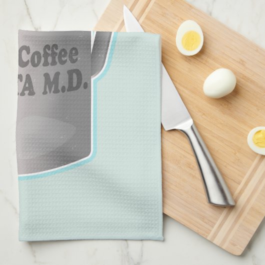 バリスタコーヒーメイキングおもしろい医師 キッチンタオル (四つ折り)