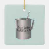 バリスタコーヒーメイキングおもしろい医師 セラミックオーナメント (裏面)