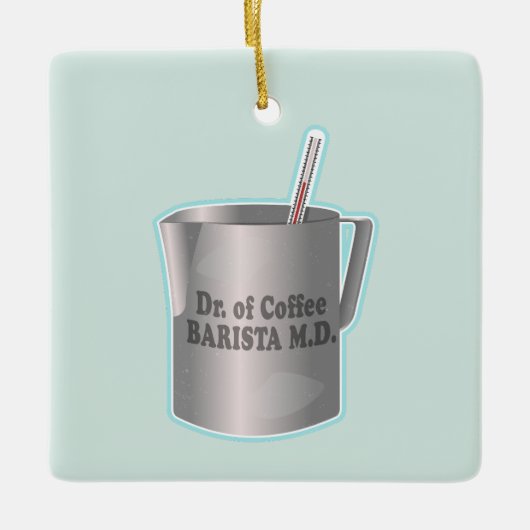 バリスタコーヒーメイキングおもしろい医師 セラミックオーナメント (正面)